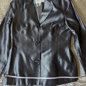 Silver Gray Blazer Classic Suit Jacket & Skirt ( Above Knees)